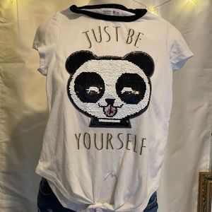 Lil girl’s sequenced panda bear top